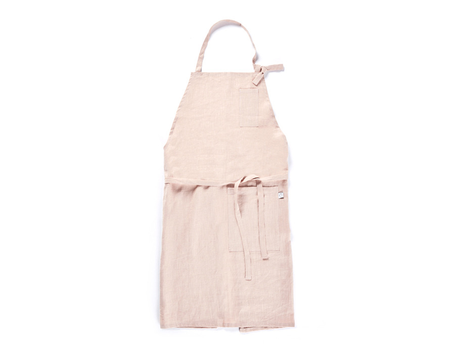 lemon pink linen apron
